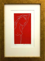 Ota Janeček - Něžná kráska (červená varianta) - grafika 